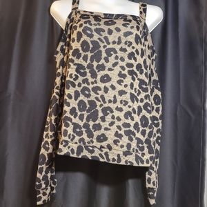 ♦4/$20♦Leopard Cut out Long Sleeve Blouse